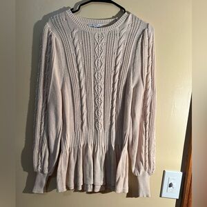 Women’s Ophelia Roe Plus Size Cream Cable Knit Long Sleeve Tunic Size 1X